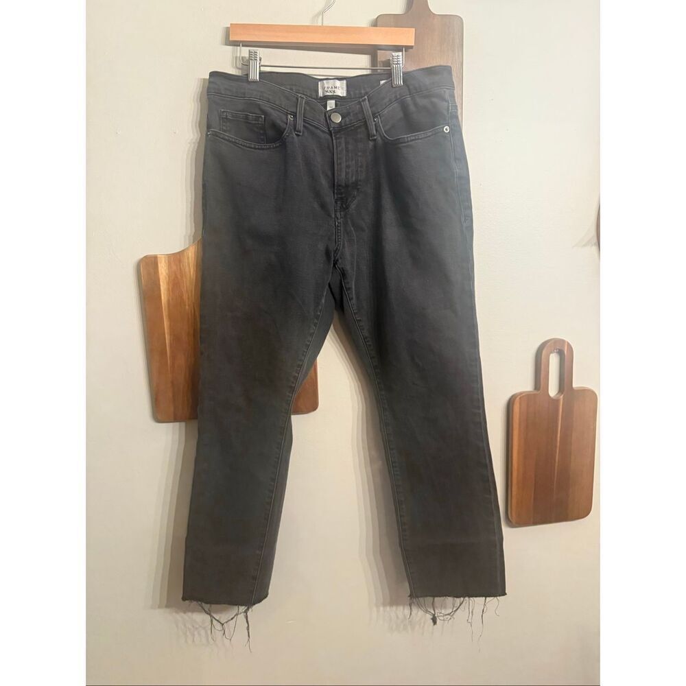 Frame L'Homme Skinny Jeans Womens 34 Grey Fade Raw Hem Denim LMHK795
